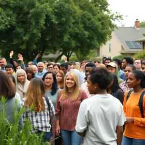 Community members engaged in a search for a missing child in Independence