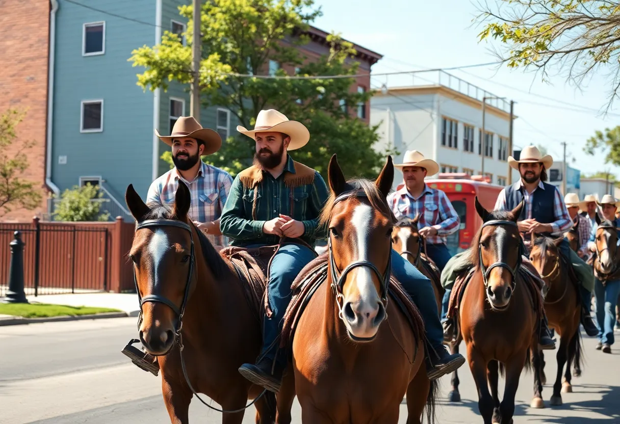 Copper Boyz riding horses in Kansas City to promote community wellness