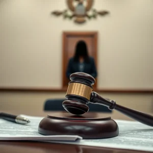 Inside a courtroom during a hearing