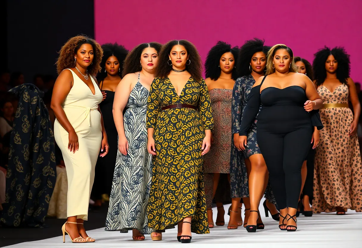 Diverse models showcasing body positivity on the runway.