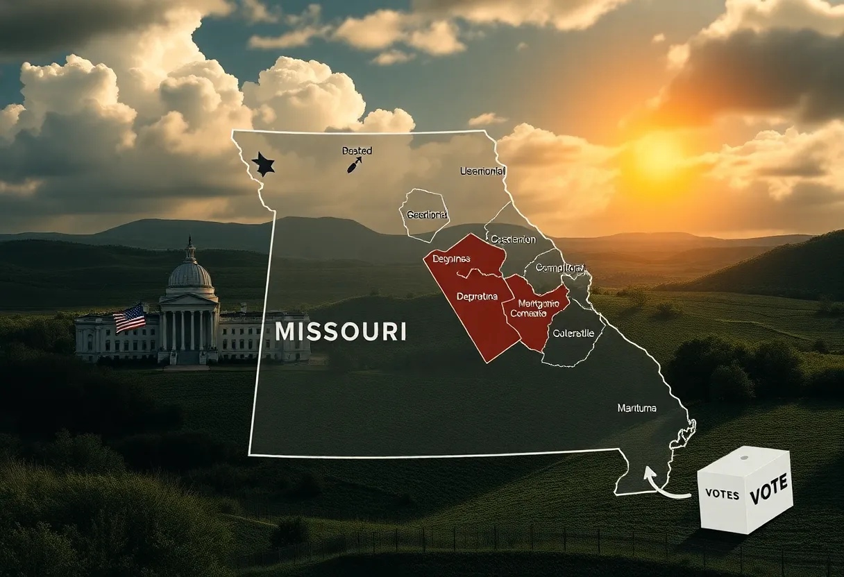 Illustration of Missouri congressional districts with emphasis on gerrymandering