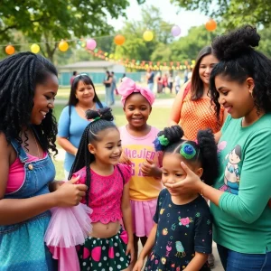 Children enjoy the Hairmanity event with hairstyling and face painting in Kansas City.
