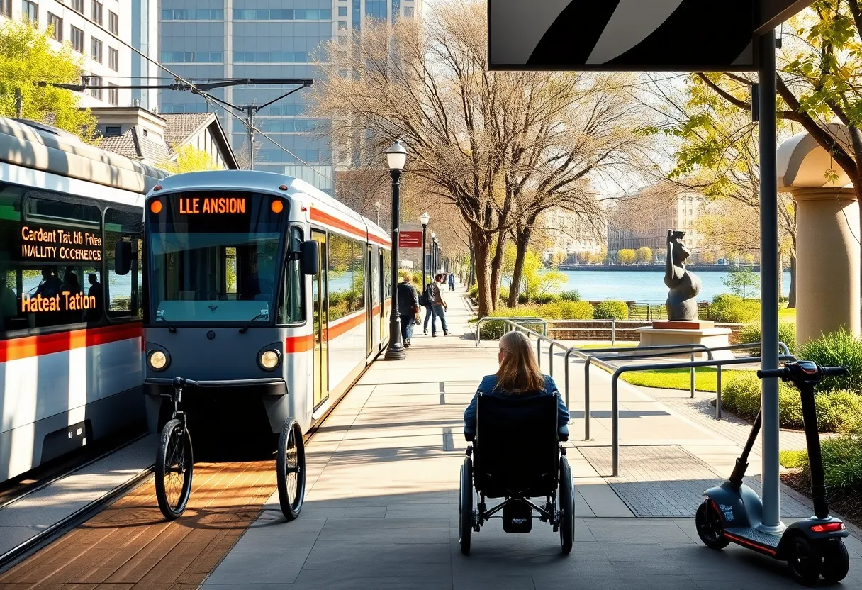 Streetcar level boarding, paved riverfront trail, ramps and mobility aids at Kansas City attractions