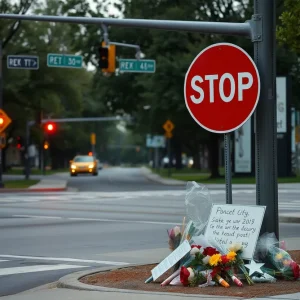 Memorial for a car crash in Kansas City