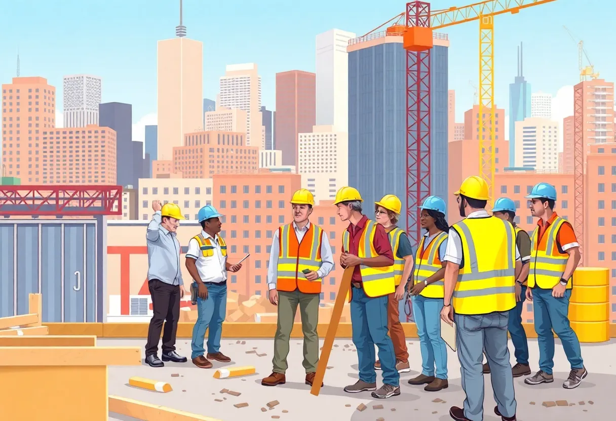 Kansas City construction site with diverse workers