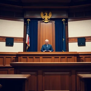 Court scene during the verdict announcement in Kansas City.