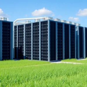 Modern data center in Kansas City with cooling systems