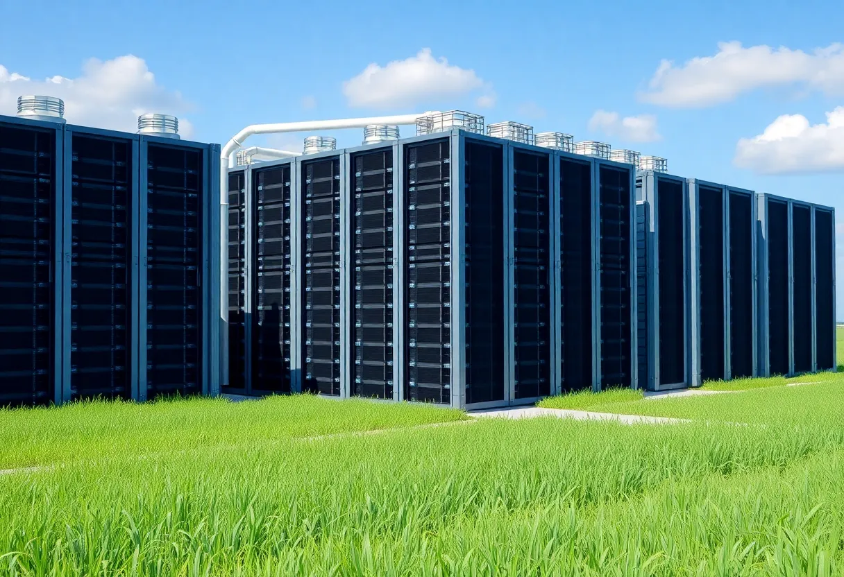 Modern data center in Kansas City with cooling systems