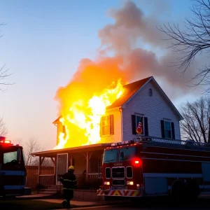 Firefighters responding to a house fire in Kansas City