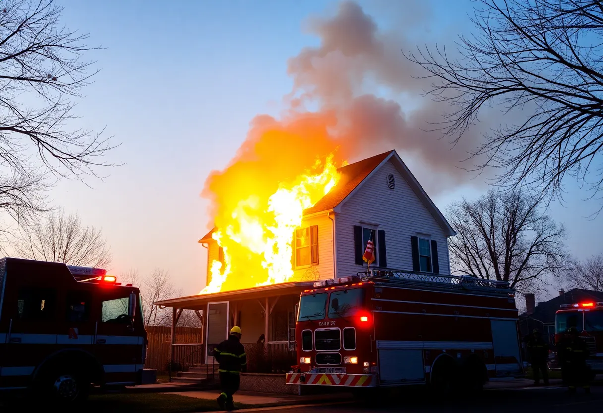 Firefighters responding to a house fire in Kansas City