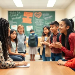 Students in a diverse school setting