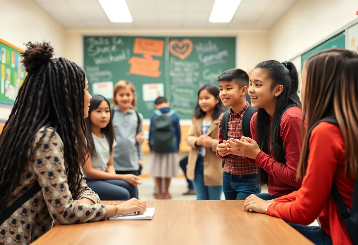 Students in a diverse school setting