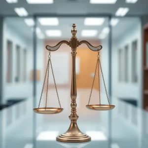 Abstract representation of workplace injustice and settlements