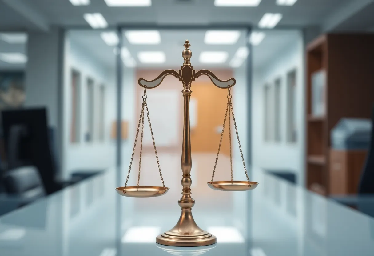 Abstract representation of workplace injustice and settlements