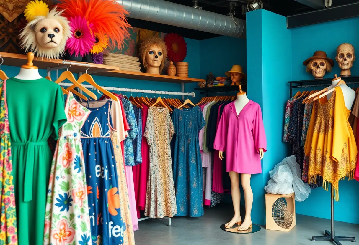 A display of unique clothing designs at a Kansas City boutique