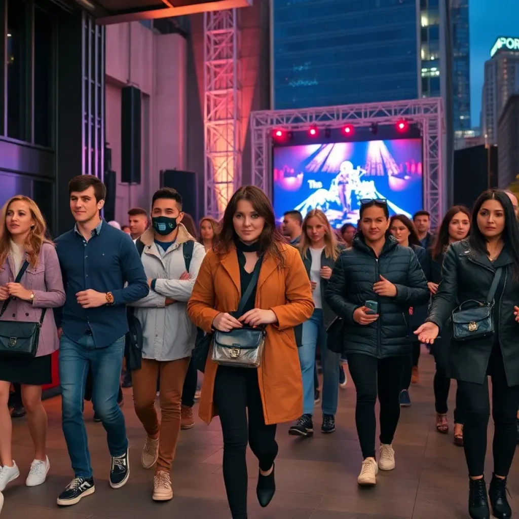 Diverse concertgoers wearing a mix of business casual, layered jackets, and clear bags at Kansas City venues