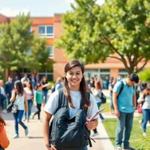 Nixa High School campus with students participating in educational activities