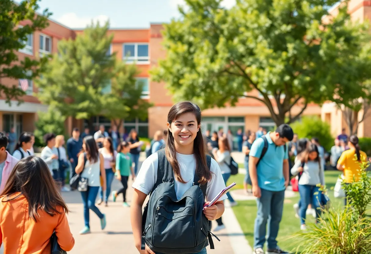 Nixa High School campus with students participating in educational activities