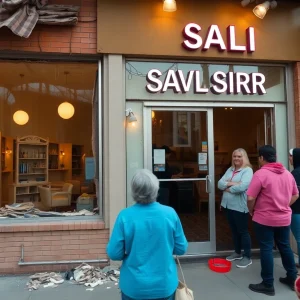 Exterior damage of Prestige Beauty Salon after the SUV crash