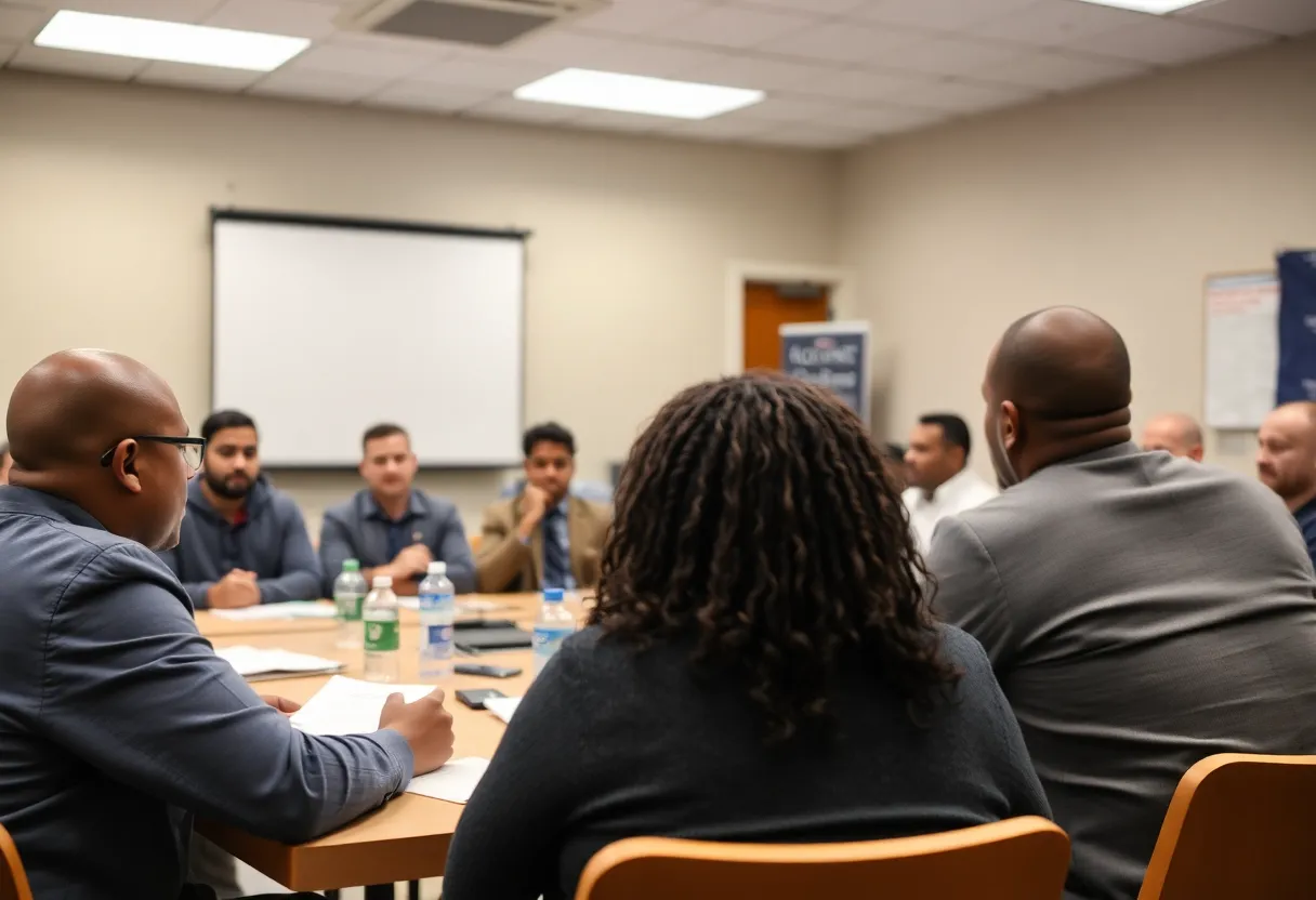 Community members discussing the Save KC program to reduce violent crime in Kansas City.