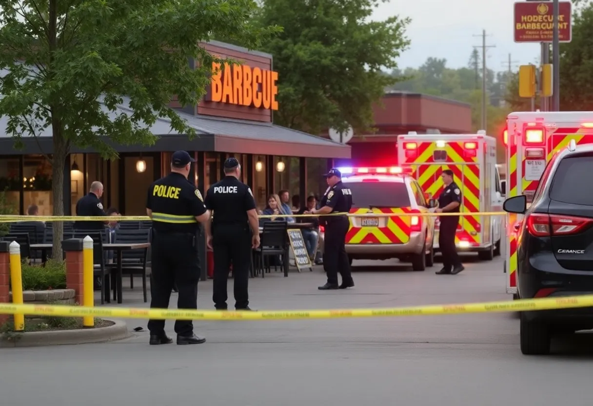 Police responding to a stabbing incident at a BBQ restaurant in Shawnee.