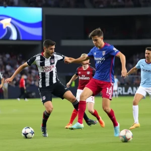 Sporting Kansas City players in action during a soccer match