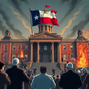 Illustration of Texas statehouse symbolizing redistricting debate