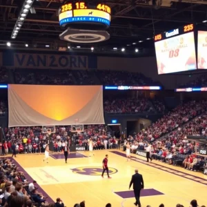Wichita State basketball team playing against UMKC in a home game