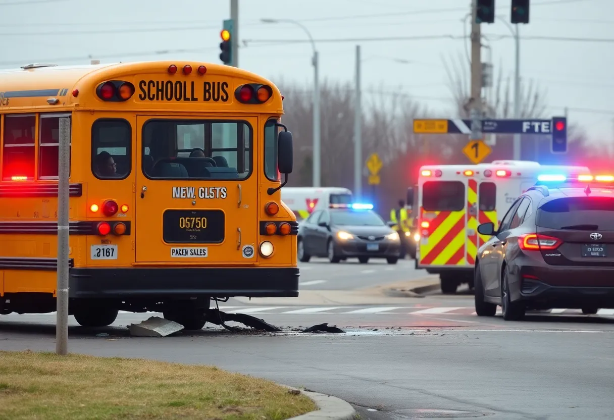 School bus involved in an accident at an intersection