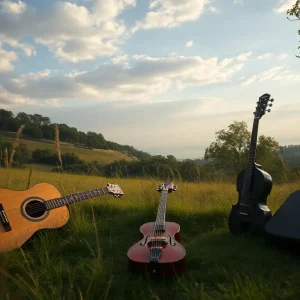 Nostalgic landscape representing the folk and rock music heritage