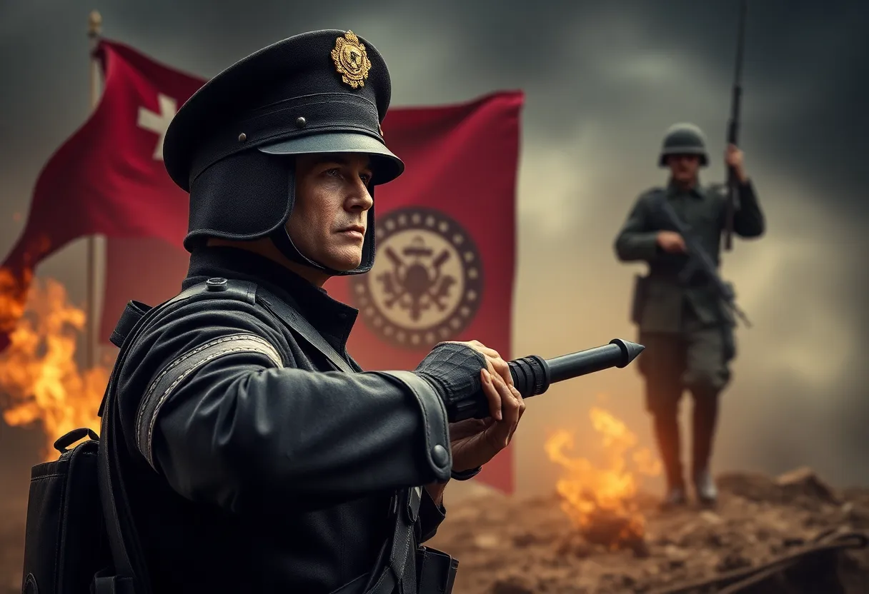 Conceptual representation of the Department of War emphasizing military strength.