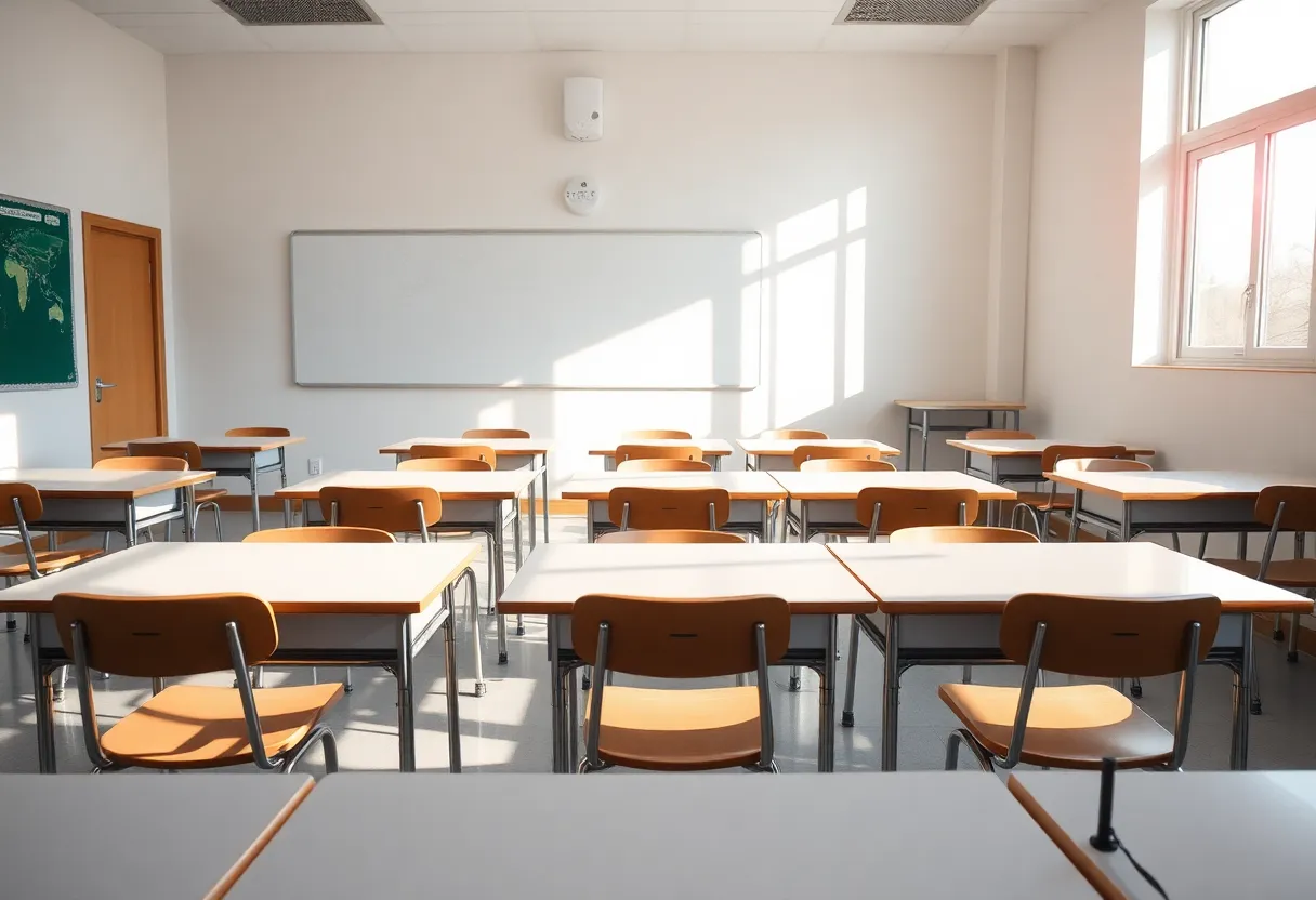 Classroom at Holy Name of Jesus Catholic School post sanitization