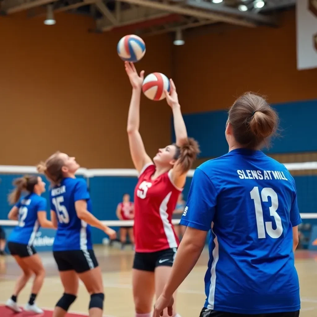 Iowa State volleyball team playing a match