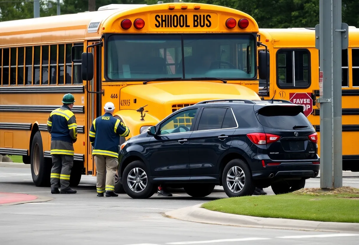 Collision between school bus and SUV in Kansas City