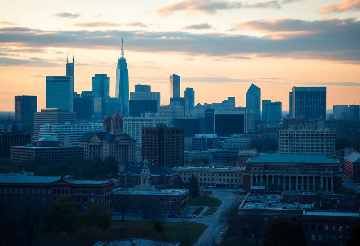 A view of Kansas City with schools in focus, symbolizing the changes due to redistricting.
