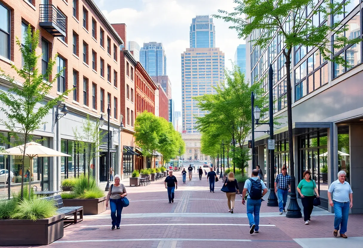 Improvements in the Plaza District of Kansas City, including pedestrian upgrades and restored infrastructure.