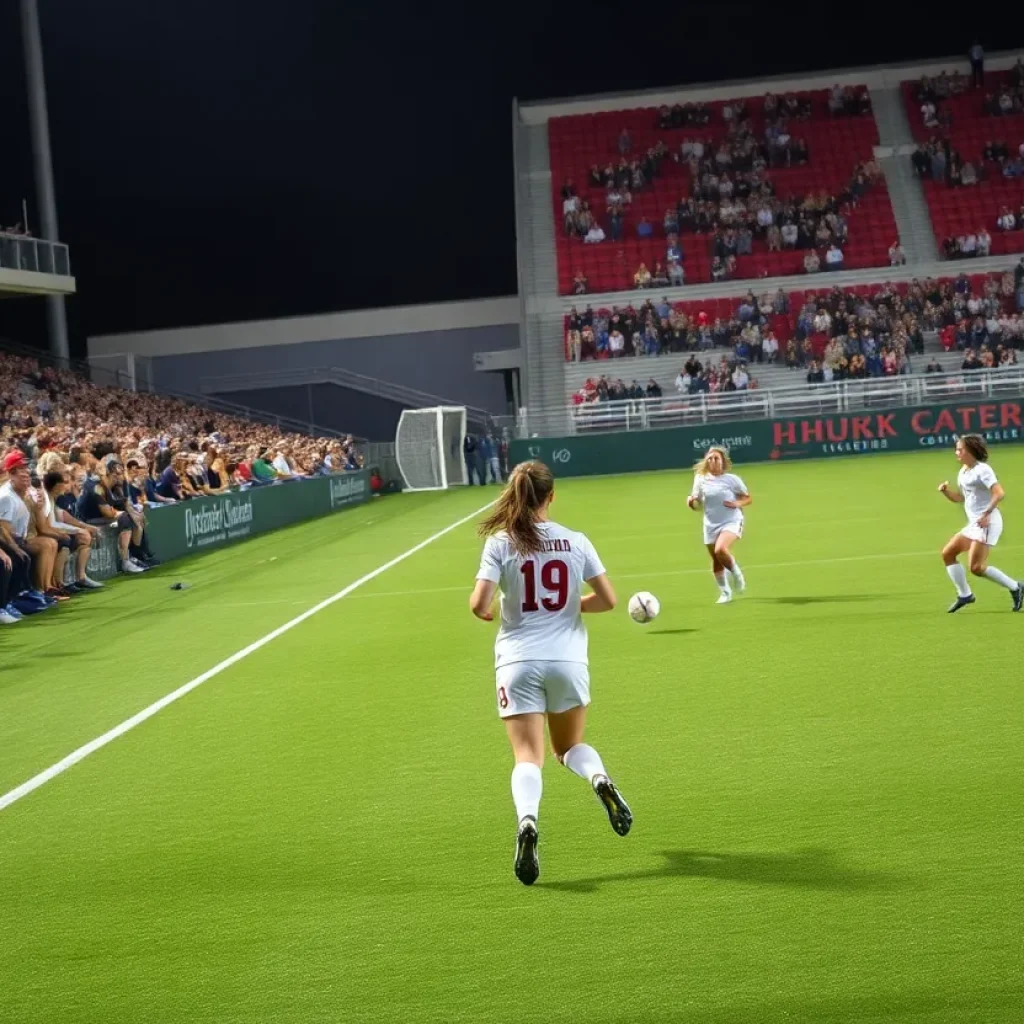 Players from SEMO Redhawks women's soccer team competing in a match