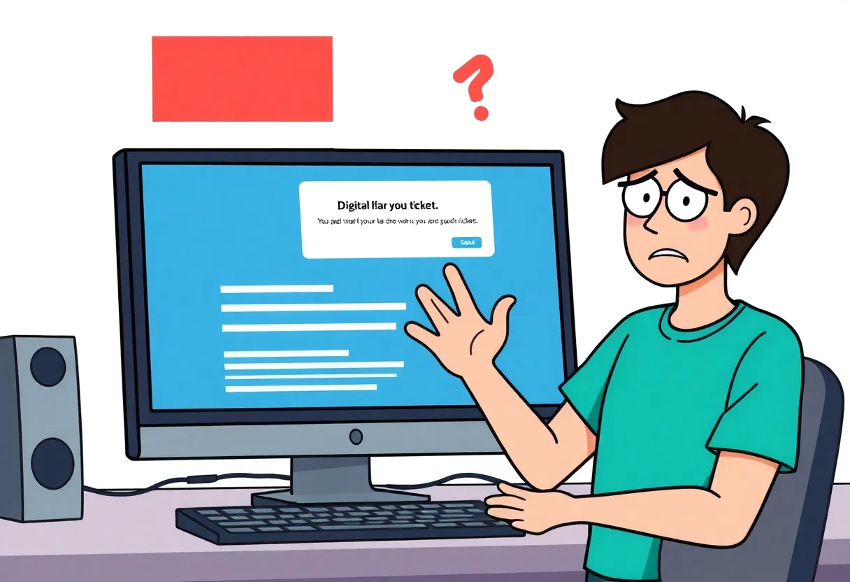 Frustrated user encountering TicketMaster error on computer