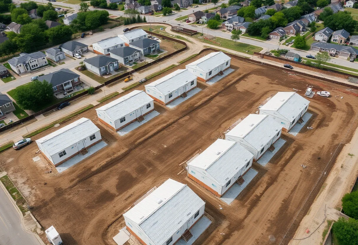 Construction of affordable modular homes in Kansas City, Kansas.