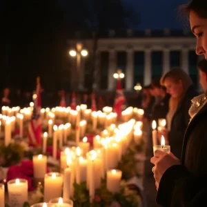 Candlelight vigil in memory of Charlie Kirk, symbolizing remembrance and reflection