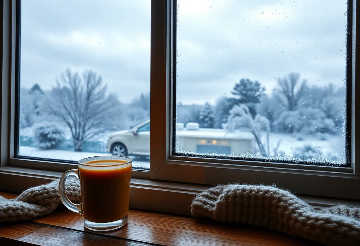 Chilly weekend weather with rain and frost outside.