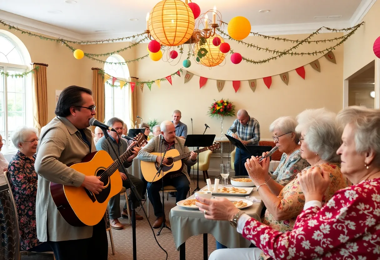 Seniors enjoying a musical event at Claridge Court.