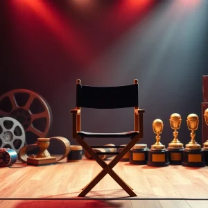 A film reel and awards representing a filmmaker's legacy