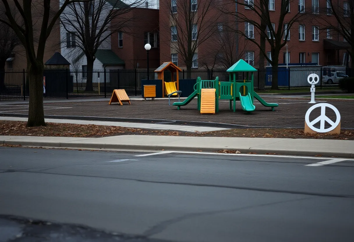 Urban playground symbolizing the effects of gun violence.