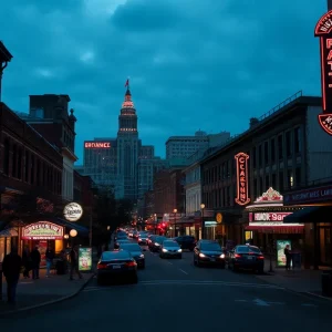 Nighttime view of the 18th and Vine District, Kansas City