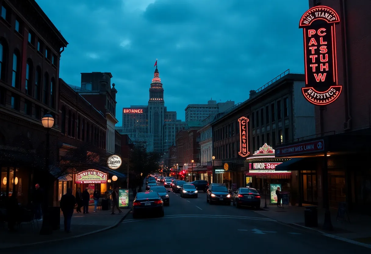 Nighttime view of the 18th and Vine District, Kansas City