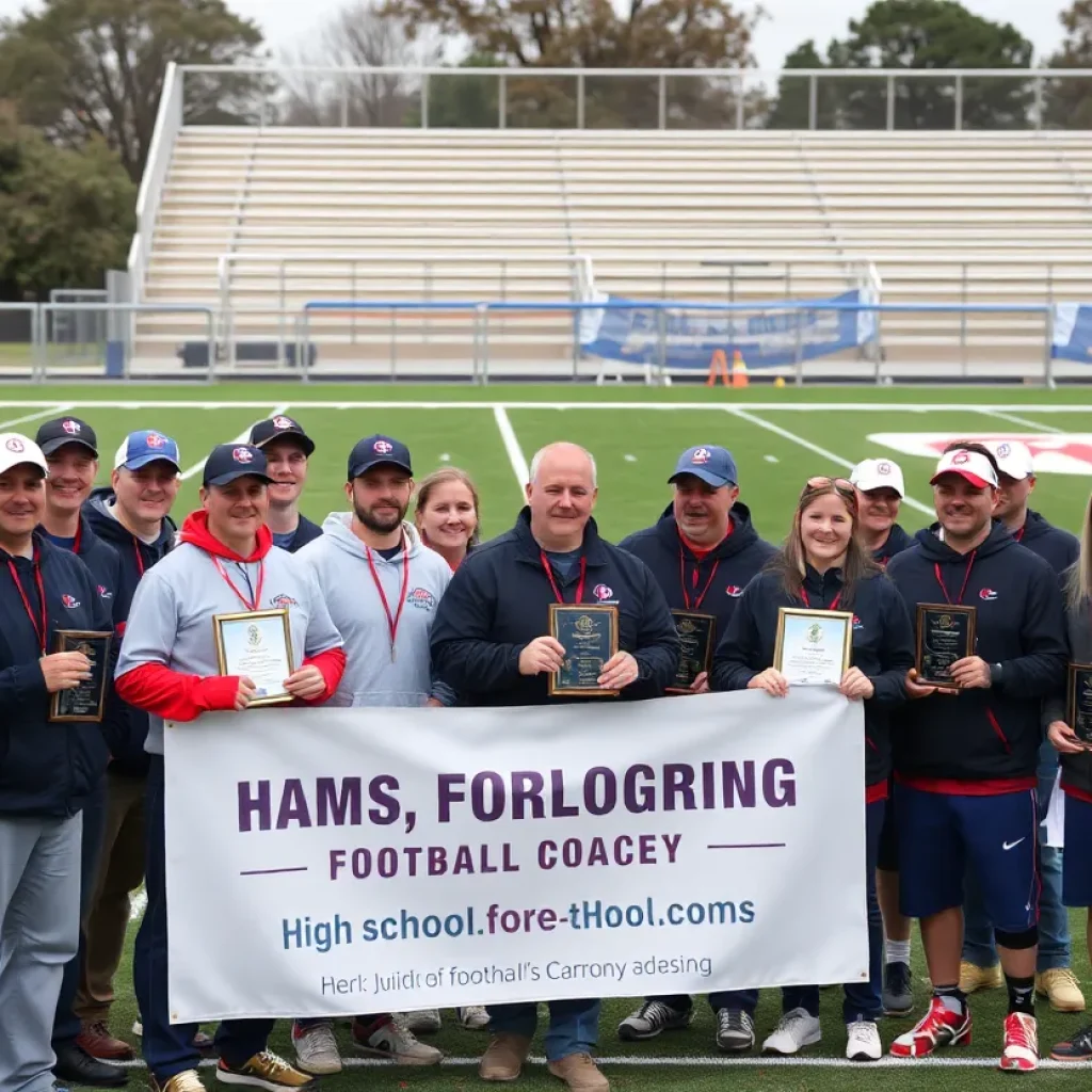 Celebration of Kansas City Coaches of the Week at a football field