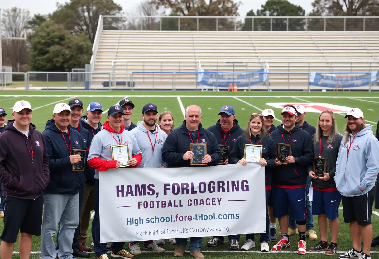 Celebration of Kansas City Coaches of the Week at a football field