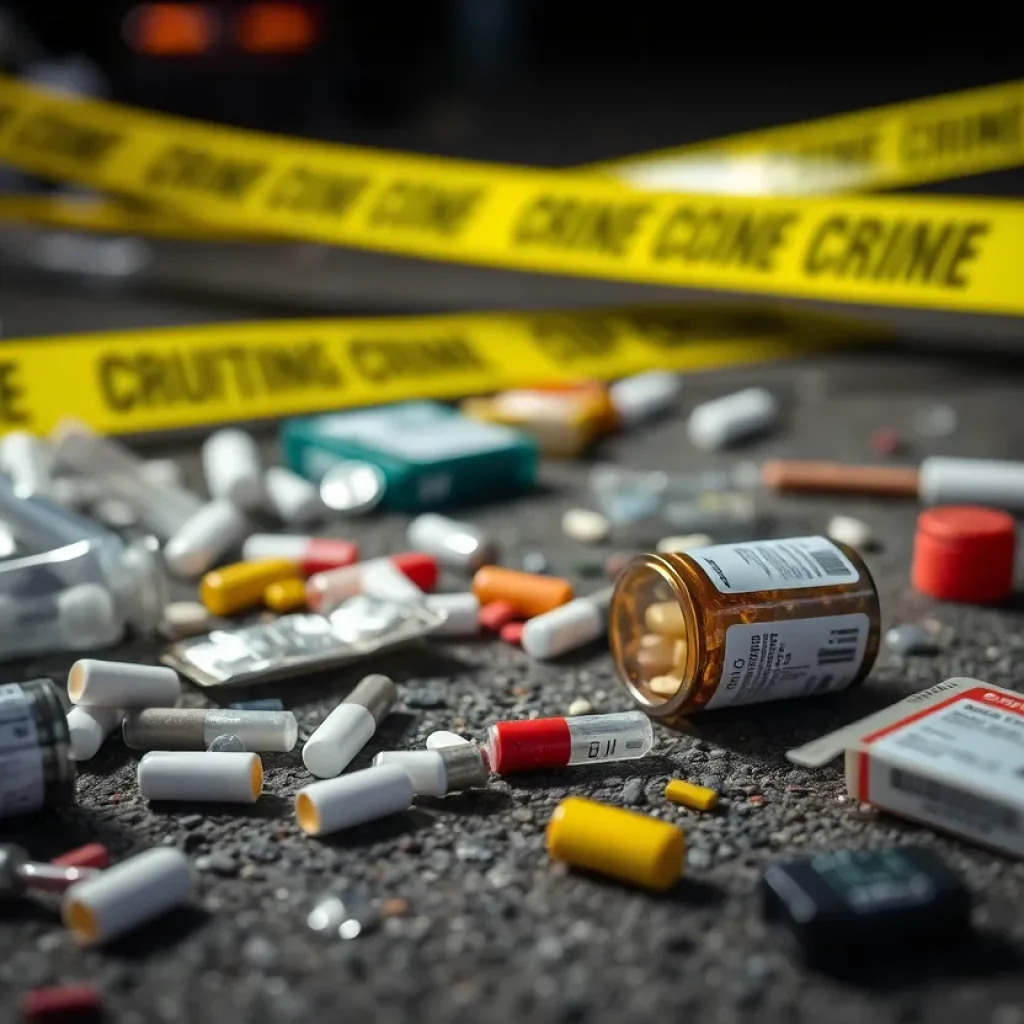 A scattered collection of drug paraphernalia at a crime scene
