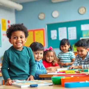 Children in a Head Start classroom engaging with educational materials.